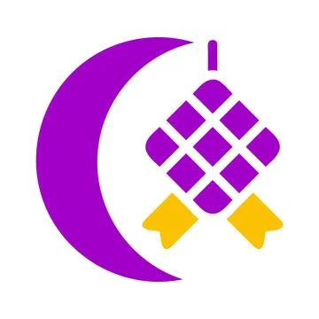 Ketupat icon solid purple yellow style ramadan illustration vector element .. 스톡 일러스트