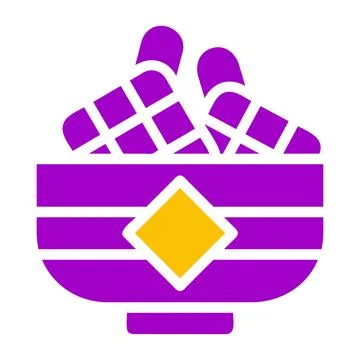 Ketupat icon solid purple yellow style ramadan illustration vector element .. Illustrazione stock
