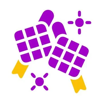 Ketupat icon solid purple yellow style ramadan illustration vector element .. Stock Illustration