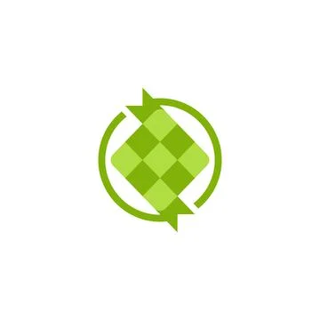 Ketupat inside circle flat style. Vector logo icon Illustrazione stock