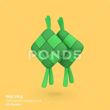 Ketupat isolated 3d render icon illustration Modello PSD