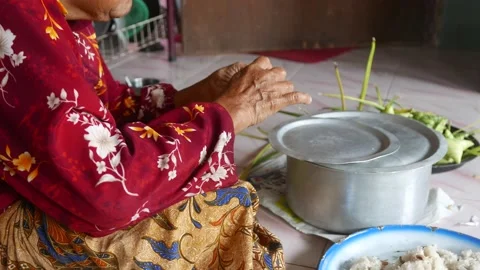 Ketupat or rice dumpling making process Stock Footage 135967739