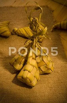 Ketupat: south east asian rice cakes bundle, often prepared for festivities a Stock Photos