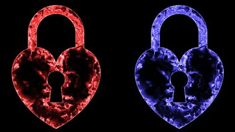 Key 005 Red Blue Lock Color 4K Resolution Black Background Stock Illustration
