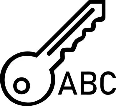 Key with ABC text keyword search icon Stock Illustration