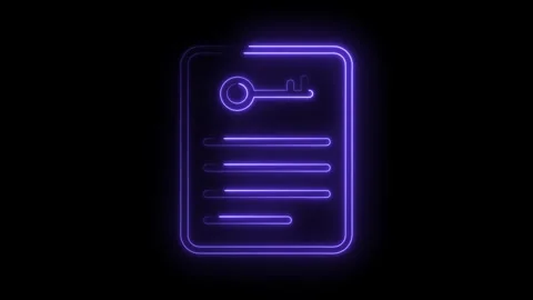 Key access document glowing neon light digital security authorization concept Stock Footage 322962477