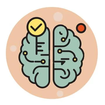 Key Access to the Human Brain Icon Stock Illustration