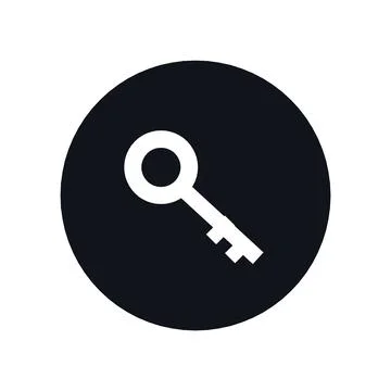 Key Access Icon Black Circle Button Business Finance Symbol Vector Stock Illustration