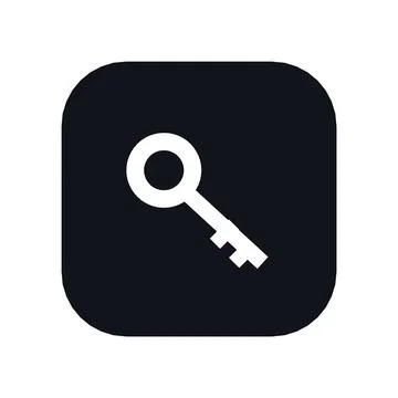 Key Access Icon Black Rounded Square Button Business Finance Symbol Vector Stock Illustration
