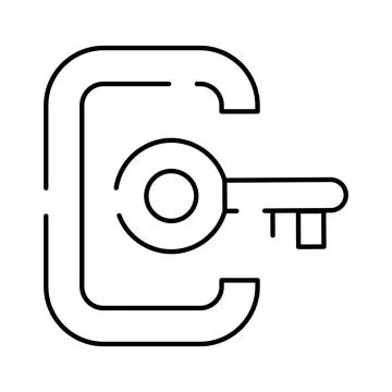Key access unlocking digital security outline icon 스톡 일러스트