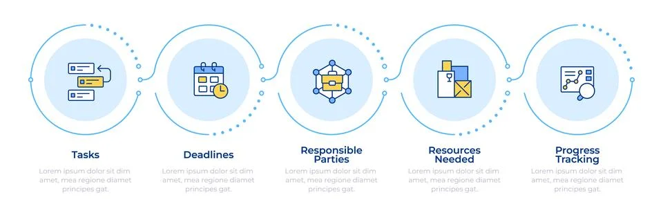 Key action plan components infographic 5 steps 스톡 일러스트