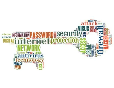 Key and computer security, word cloud concept 스톡 일러스트