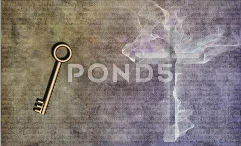 Key and cross Stock Illustration