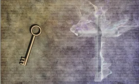 Key and cross Stock Illustration