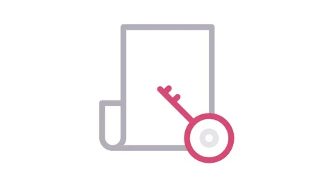 A key and a document icon representing security and access to information. Stock Footage 334834231