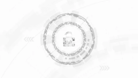 The key and gray circle security and firewall motion graphic on white background Stock Footage 129722628