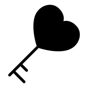 Key and heart solid icon. Heart shape key vector illustration isolated on white 스톡 일러스트