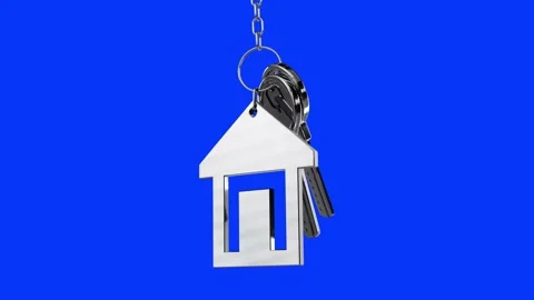 Key and home shaped keychain. Mortgage, investment, real estate, property a.. Stock Footage 233489339