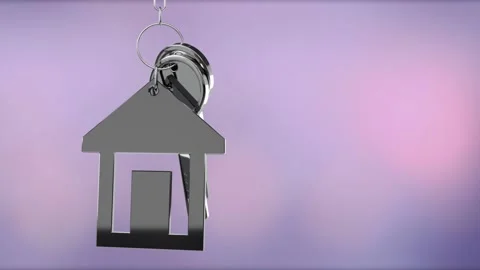Key and home shaped keychain. Mortgage, investment, real estate, property a.. Vídeo Stock 233489340