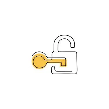 Key and lock continuous line vector icon Stock Illustration