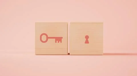 Key and lock cubes 3d rendering Illustrazione stock