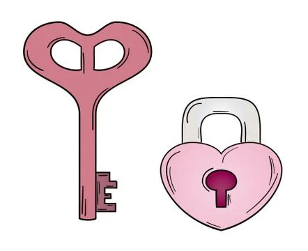 Key and lock with heart shape イラスト素材