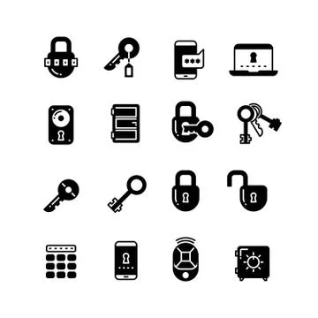 Key and lock, web access security, safe internet vector icons Stock-Illustration