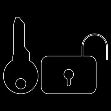 Key and lock   the white path icon . Illustrazione stock