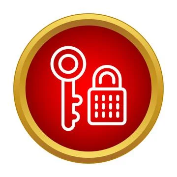 Key and padlock icon representing digital security access Stockillustratie