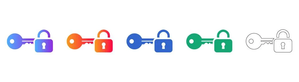 Key and Padlock Security Icons Illustrazione stock