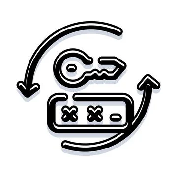 Key and password changing process illustration Stock Illustration