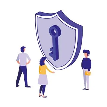 Key and people of security system vector design 스톡 일러스트