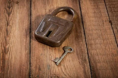 Key and rusty lock Stock Photos