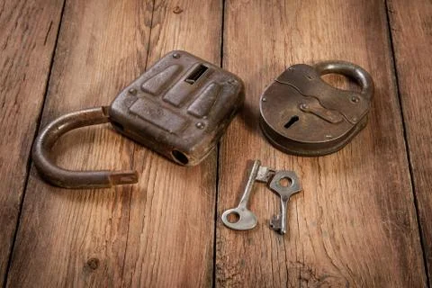 Key and rusty lock Stock Photos