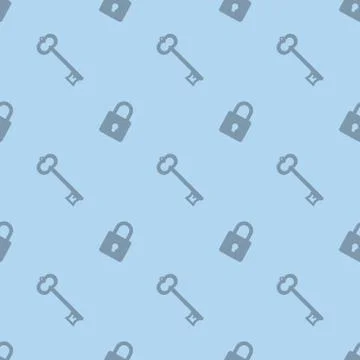 Key And Safe Lock Seamless Silhouette Pattern Stock Illustration
