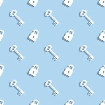 Key And Safe Lock Seamless Pattern Stock Illustration