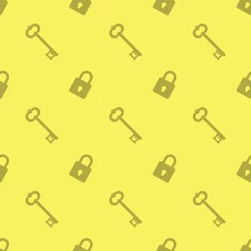 Key And Safe Lock Seamless Decorative Silhouette Background Stock Illustration