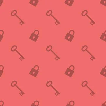 Key And Safe Lock Seamless Decorative Silhouette Pattern Stock Illustration