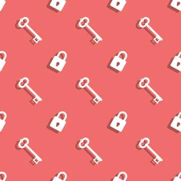 Key And Safe Lock Seamless Decorative Pattern Stock Illustration