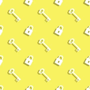 Key And Safe Lock Seamless Decorative Background Stock Illustration