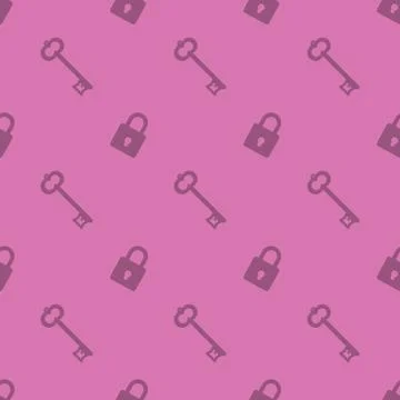 Key And Security Lock Seamless Silhouette Pattern Stock Illustration