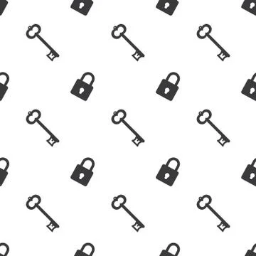 Key And Security Lock Seamless Silhouette Clear Background Stock Illustration