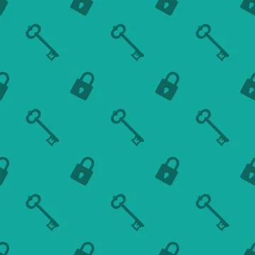 Key And Security Lock Seamless Decorative Silhouette Background Stock Illustration