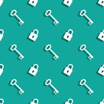 Key And Security Lock Seamless Decorative Background Stock Illustration