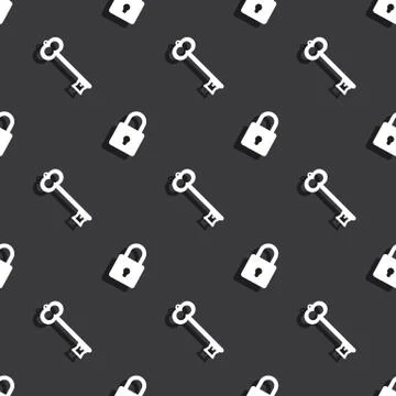 Key And Security Lock Seamless Dark Background Stock Illustration