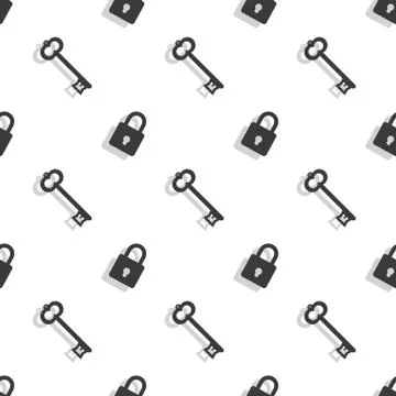 Key And Security Lock Seamless Clear Background Stock Illustration