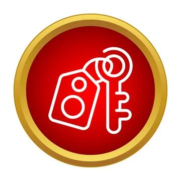 Key and tag icon on red circle 库存插图