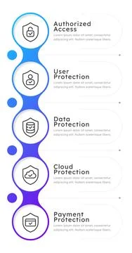 Key aspects of data protection infographic 5 steps Stock Illustration