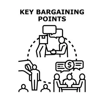 Key bargaining points in business negotiation process Stock Illustration