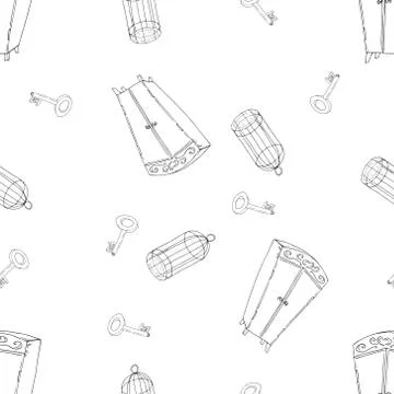 Key, birdcage, chiffonier Stock Illustration